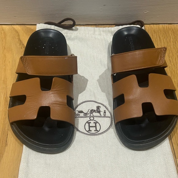 Hermes Shoes - Women’s Hermes Tan and Black Sandals